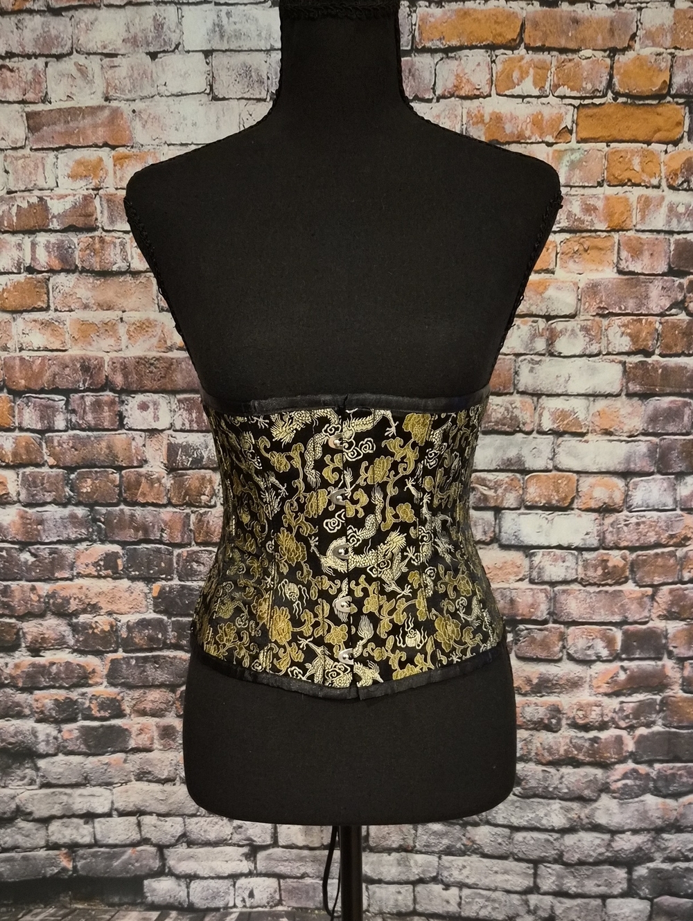 PlayGirl White Label Black and Gold Brocade Waist Corset